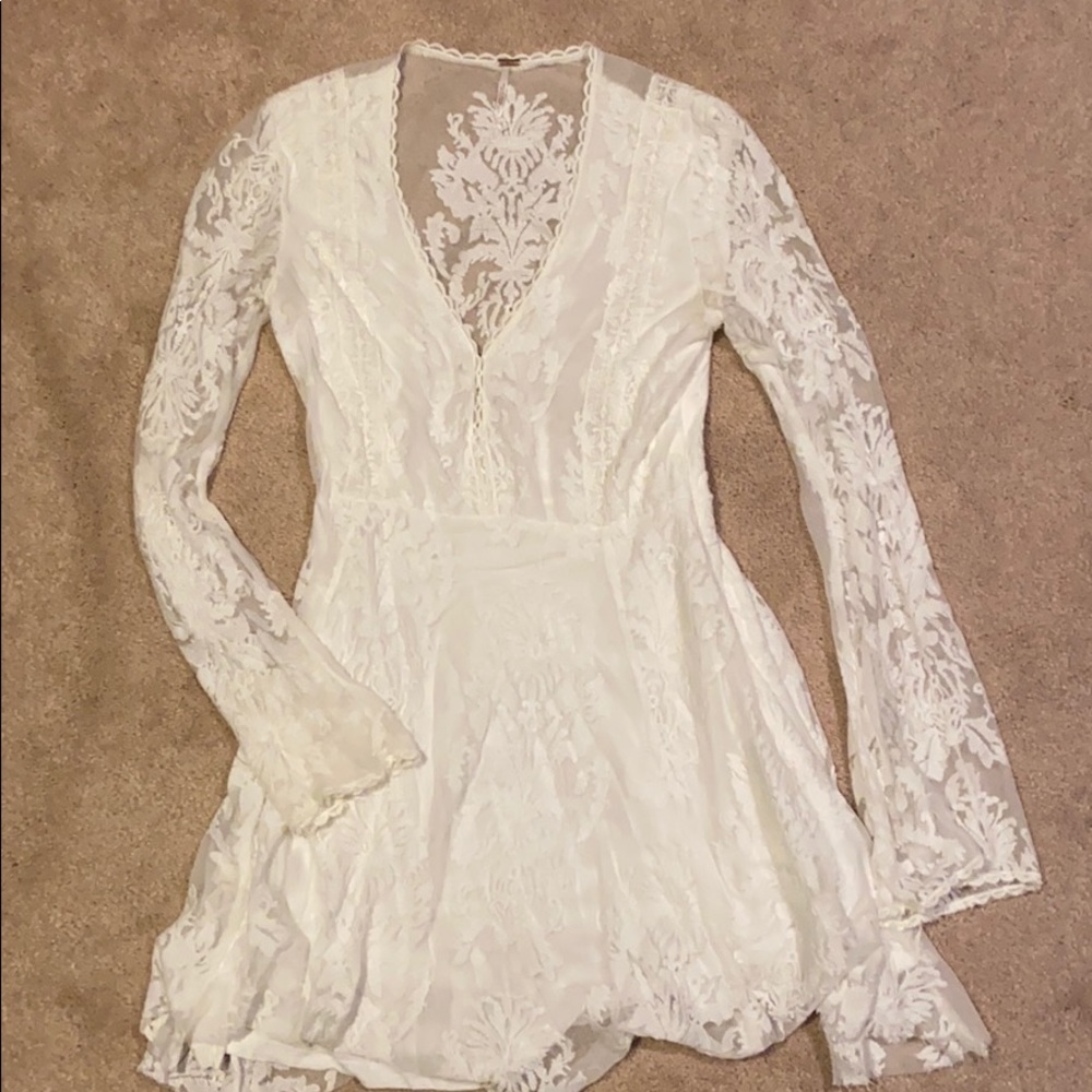Free People White lace mini dress